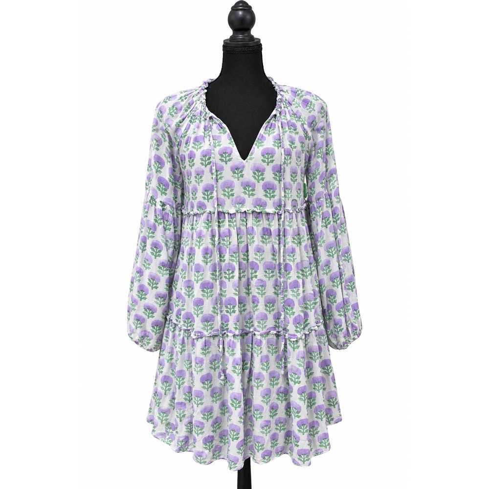 J.Marie The Madeline Dress in Lilac XS Purple White Bohemian Babydoll